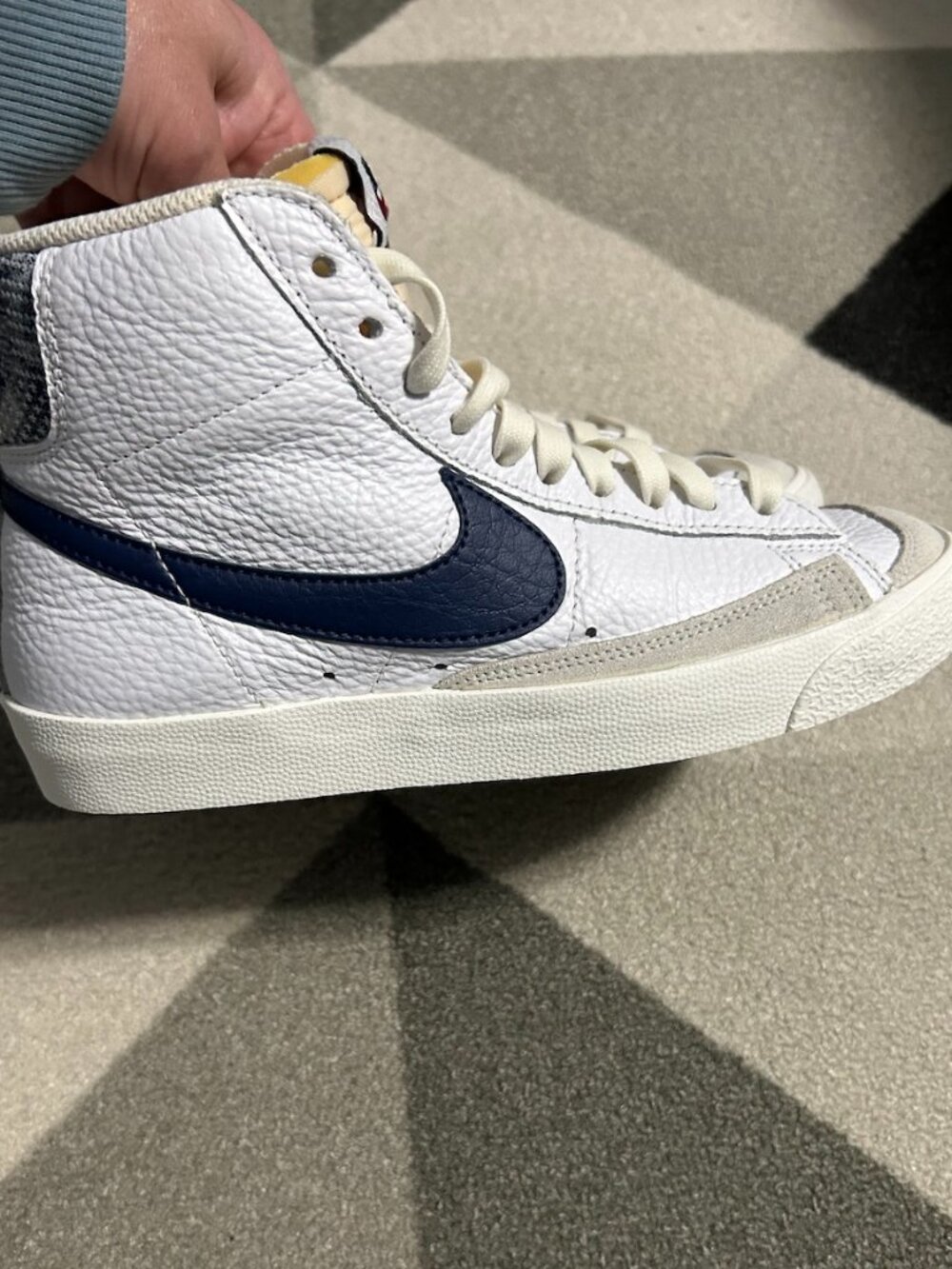 Nike Blazer Mid '77 "Washed Denim" EUC White/Navy/Cream Sneakers Men's Size 6 - Picture 3 of 16